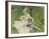 Madame Monet and Her Son, 1874-Pierre-Auguste Renoir-Framed Giclee Print