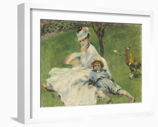 Madame Monet and Her Son, 1874-Pierre-Auguste Renoir-Framed Giclee Print