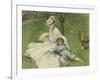 Madame Monet and Her Son, 1874-Pierre-Auguste Renoir-Framed Giclee Print