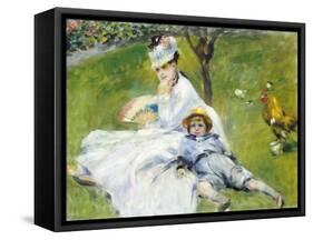 Madame Monet and Her Son-Pierre-Auguste Renoir-Framed Stretched Canvas
