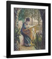 Madame Monet Embroidering, 1875-Claude Monet-Framed Art Print