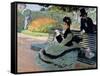 Madame Monet on a Garden Bench-Claude Monet-Framed Stretched Canvas