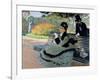 Madame Monet on a Garden Bench-Claude Monet-Framed Giclee Print