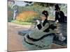 Madame Monet on a Garden Bench-Claude Monet-Mounted Giclee Print