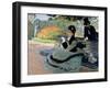 Madame Monet on a Garden Bench-Claude Monet-Framed Giclee Print