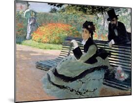 Madame Monet on a Garden Bench-Claude Monet-Mounted Giclee Print