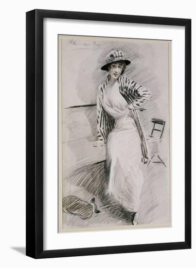 Madame Paris Seated on a Banquette-Paul Cesar Helleu-Framed Giclee Print