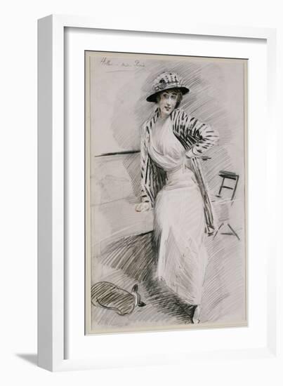 Madame Paris Seated on a Banquette-Paul Cesar Helleu-Framed Giclee Print