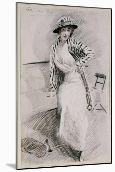 Madame Paris Seated on a Banquette-Paul Cesar Helleu-Mounted Giclee Print