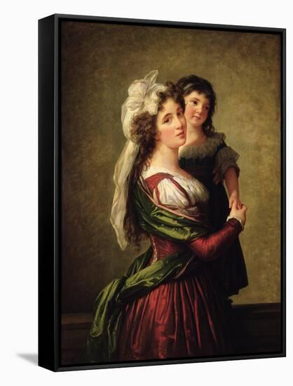Madame Rousseau and Her Daughter, 1789-Elisabeth Louise Vigee-LeBrun-Framed Stretched Canvas
