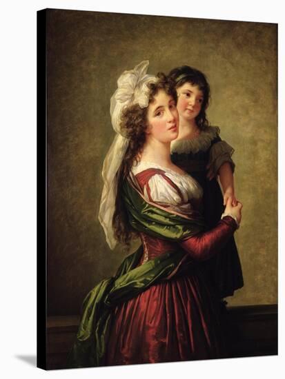 Madame Rousseau and Her Daughter, 1789-Elisabeth Louise Vigee-LeBrun-Stretched Canvas