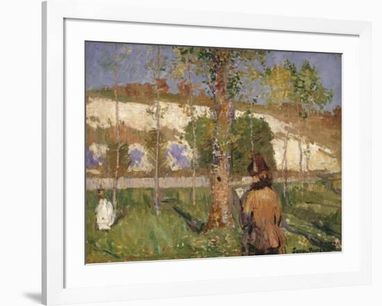 Madame Sisley on the banks of the Loing at Moret-John Peter Russell-Framed Premium Giclee Print