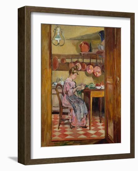 Madame Valtat in the Kitchen (Oil on Canvas)-Louis Valtat-Framed Giclee Print