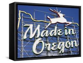 Made in Oregon Sign in Old Town District of Portland, Oregon, United States of America-Richard Cummins-Framed Stretched Canvas