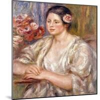 Madeleine in a White Blouse and Bouquet of Flowers, C.1915-1919-Pierre-Auguste Renoir-Mounted Giclee Print