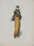 Robe or avec col et manches à volants de mousseline noire-Madeleine Vionnet-Giclee Print