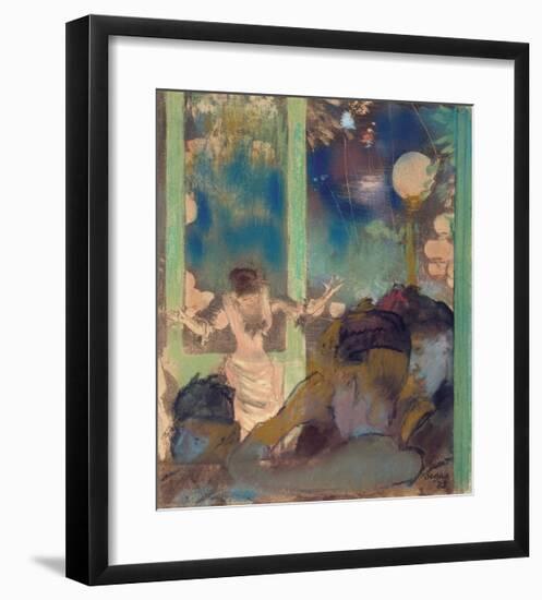 Mademoiselle Becat at the Cafe des Ambassadeurs, 1877-85-Edgar Degas-Framed Premium Giclee Print