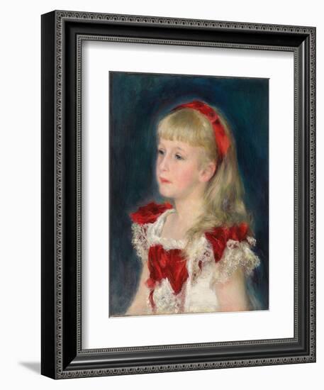 Mademoiselle Grimprel with a Red Ribbon, 1880-Pierre-Auguste Renoir-Framed Giclee Print