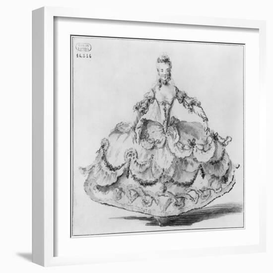 Mademoiselle Marie Salle (Pen and W/C on Paper) (B/W Photo)-Louis Rene Boquet-Framed Giclee Print