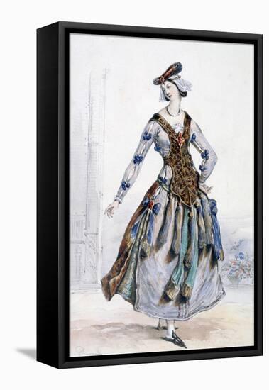 Mademoiselle Sophie, Costume Design for an Opera, C1820-1857-Achille Deveria-Framed Stretched Canvas
