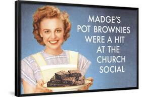 Madge's Pot Brownies Were a Hit at the Church Social Funny Poster-Ephemera-Framed Poster