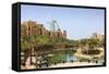 Madinat Jumeirah Hotel and Burj Al Arab, Dubai, United Arab Emirates, Middle East-Amanda Hall-Framed Stretched Canvas