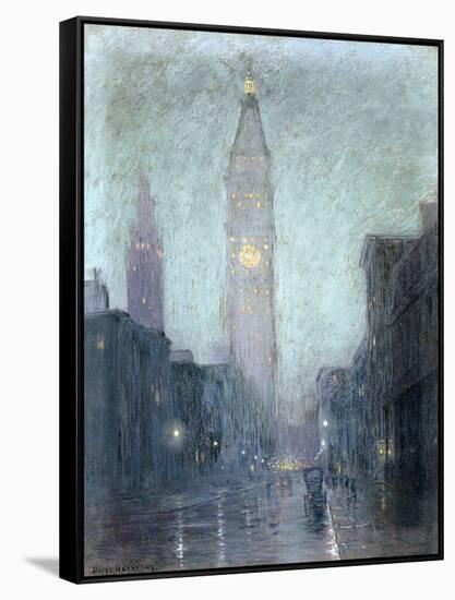 Madison Avenue at Twilight-Lowell Birge Harrison-Framed Stretched Canvas