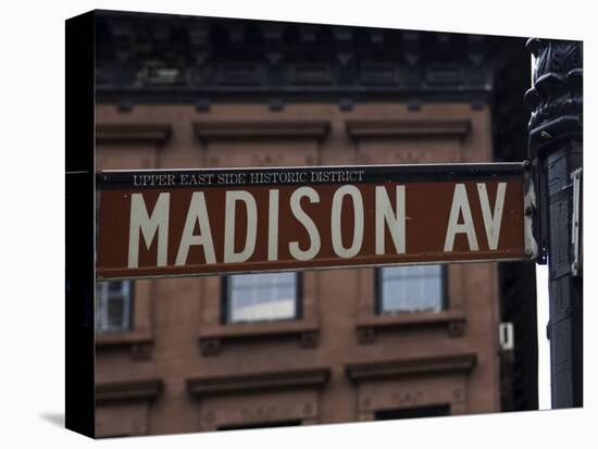 Madison Avenue Street Sign, Manhattan, New York City, New York, USA-Amanda Hall-Stretched Canvas