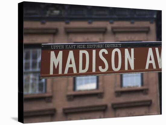 Madison Avenue Street Sign, Upper East Side, Manhattan, New York City, New York, USA-Amanda Hall-Stretched Canvas