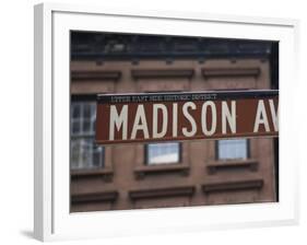 Madison Avenue Street Sign, Upper East Side, Manhattan, New York City, New York, USA-Amanda Hall-Framed Photographic Print