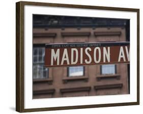 Madison Avenue Street Sign, Upper East Side, Manhattan, New York City, New York, USA-Amanda Hall-Framed Photographic Print