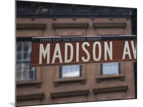 Madison Avenue Street Sign, Upper East Side, Manhattan, New York City, New York, USA-Amanda Hall-Mounted Photographic Print