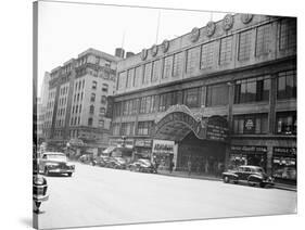 Madison Square Garden with Automobiles on Street-null-Stretched Canvas