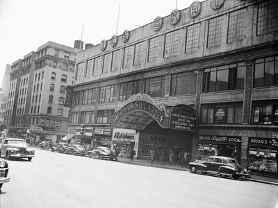 'Madison Square Garden with Automobiles on Street' Photographic Print