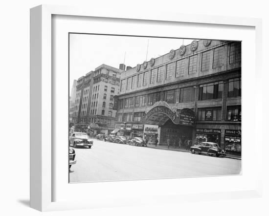 Madison Square Garden with Automobiles on Street-null-Framed Photographic Print