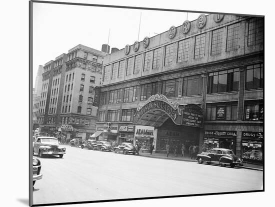 Madison Square Garden with Automobiles on Street-null-Mounted Photographic Print