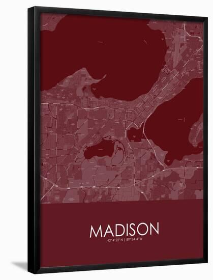 Madison, United States of America Red Map-null-Framed Poster