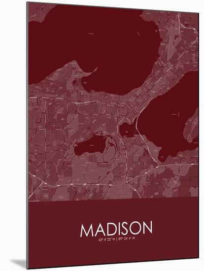 Madison, United States of America Red Map-null-Mounted Poster