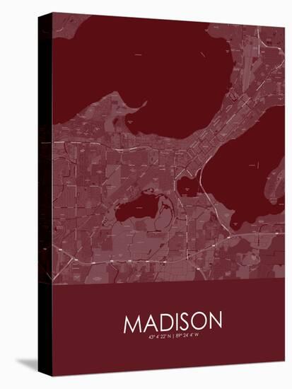 Madison, United States of America Red Map-null-Stretched Canvas