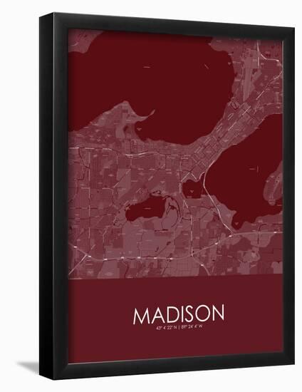 Madison, United States of America Red Map-null-Framed Poster