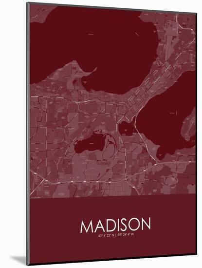 Madison, United States of America Red Map-null-Mounted Poster