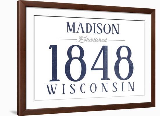 Madison, Wisconsin - Established Date (Blue)-Lantern Press-Framed Premium Giclee Print