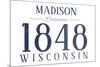 Madison, Wisconsin - Established Date (Blue)-Lantern Press-Mounted Premium Giclee Print