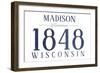 Madison, Wisconsin - Established Date (Blue)-Lantern Press-Framed Art Print