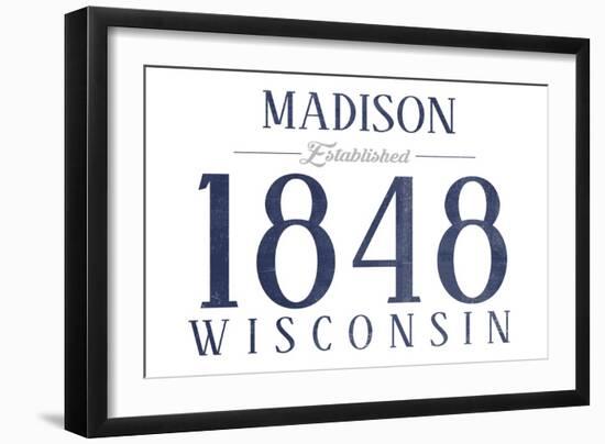 Madison, Wisconsin - Established Date (Blue)-Lantern Press-Framed Art Print