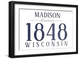 Madison, Wisconsin - Established Date (Blue)-Lantern Press-Framed Art Print