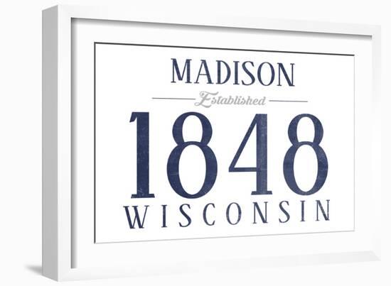 Madison, Wisconsin - Established Date (Blue)-Lantern Press-Framed Art Print