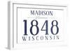 Madison, Wisconsin - Established Date (Blue)-Lantern Press-Framed Art Print