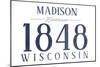 Madison, Wisconsin - Established Date (Blue)-Lantern Press-Mounted Art Print