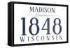 Madison, Wisconsin - Established Date (Blue)-Lantern Press-Framed Stretched Canvas